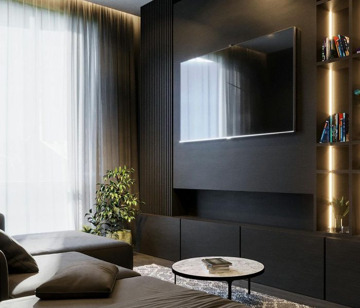 Lounge room design with LED lighting