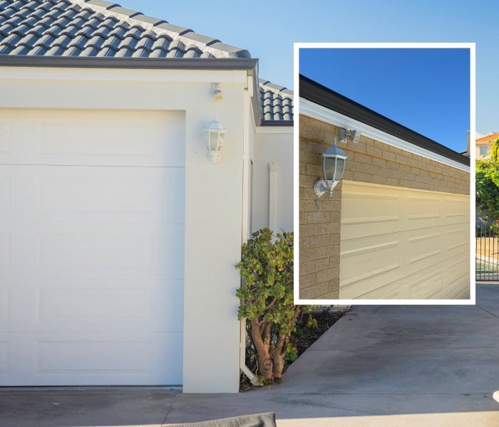 brick wall rendering with white garage painting